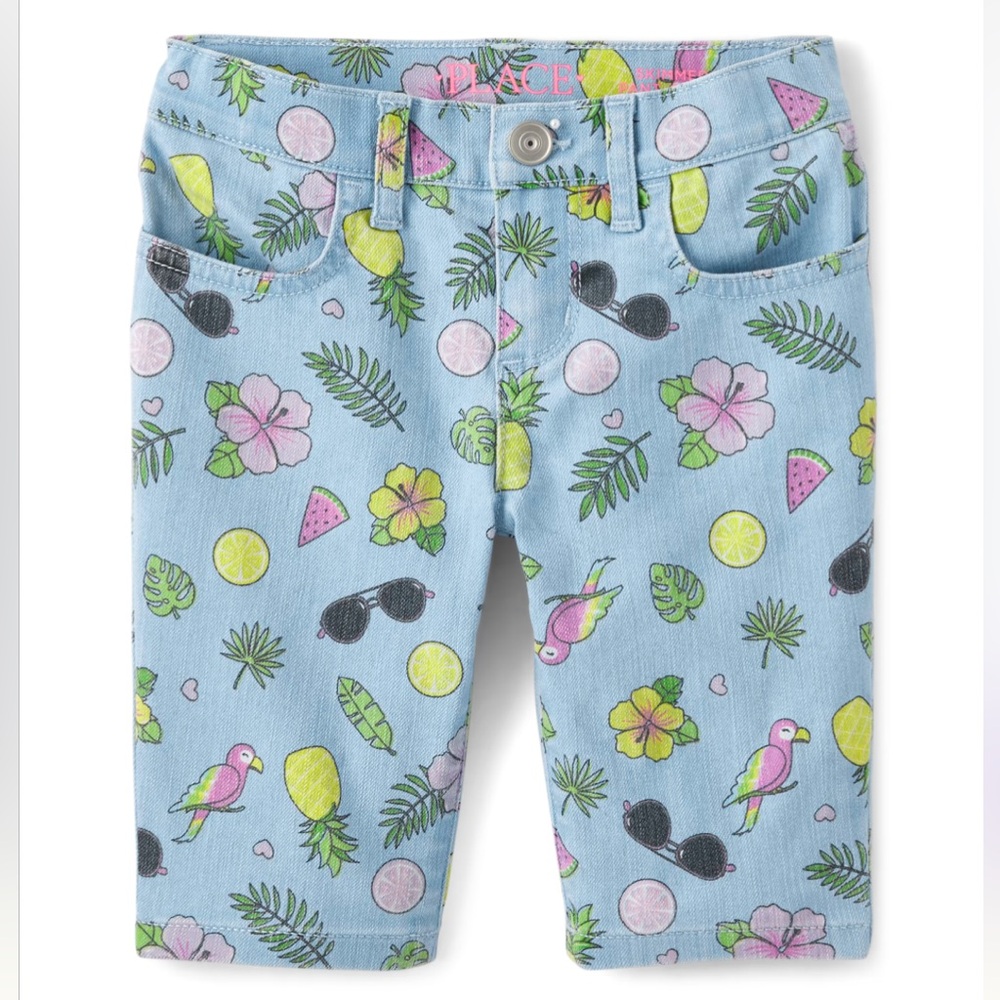 Children’s Place Girls Vacation Icon Denim Skimmer Shorts Lily Wash 10